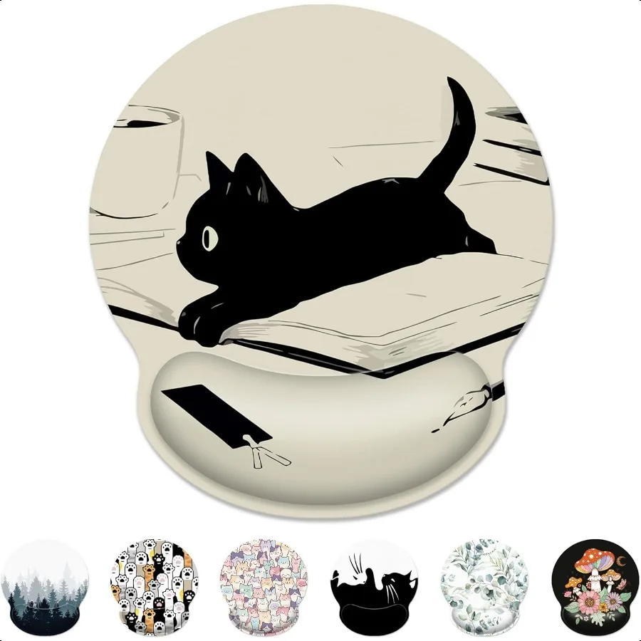 

Ergonomic Mouse Pad with Wrist portKawaii Anime Black Cat Mouse Pad with Wrist Rest Relieve Wrist Pain Mousepad NonSlip Rubber