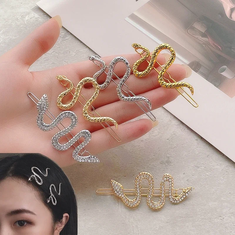 Snake Hair Pin Women\'s Bangs Duckbill Clip Rhinestone Alloy Barrette Fashion Design Hair Clip Hairpin Hair Accessories For Women