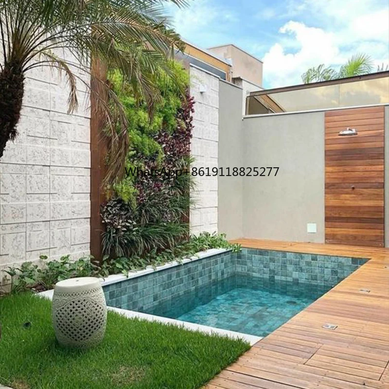 garden family courtyard small mini fiberglass frp spa plunge pool outdoor mosaic tiles underground swimming pool