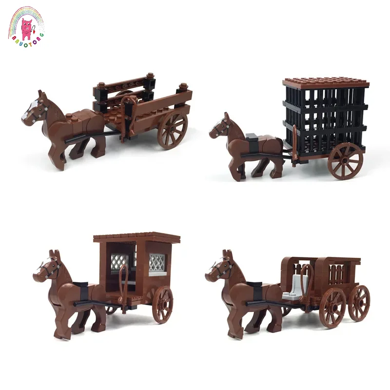 

Medieval Chariot Building Blocks Military Carriage Prison Van Kids Toys DIY Educational Figures Bricks Model