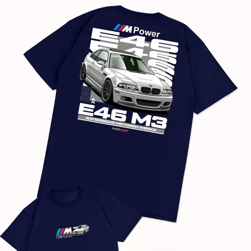 

American Unisex BMW E46 M3 Car Culture Men's and Women's T-Shirts Casual Summer New Retro Fashion Streetwear