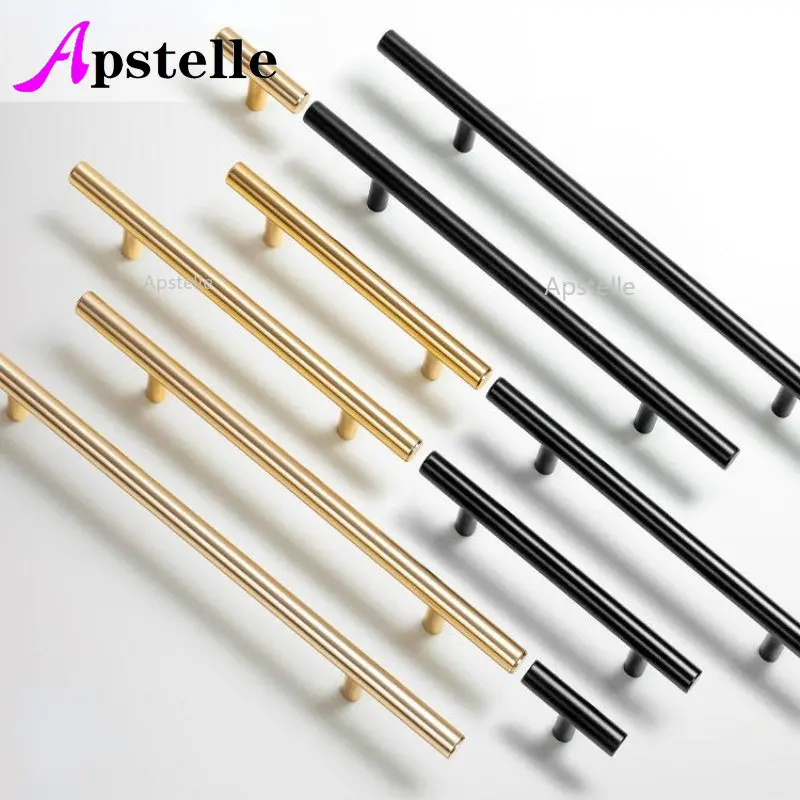 Apstelle Modern Stainless Steel 304 T Bar Door Handle Cabinet Knobs Furniture Handles Pull For Kitchen Furniture Cupboard Drawer