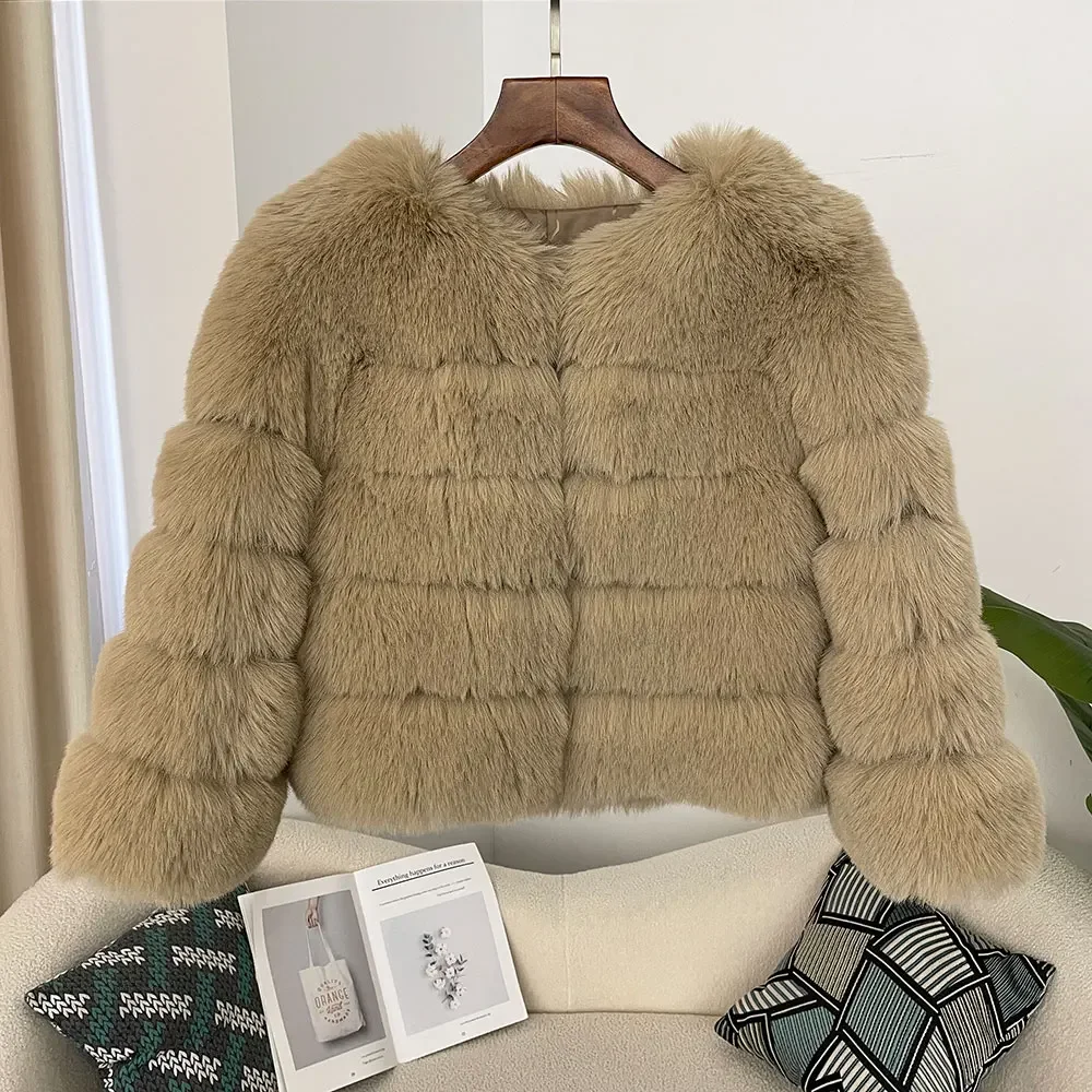 جديد معطف الفرو الصناعي سميكة الشتاء سترة الفراء وهمية الموضة الأمريكية أنيقة ملابس خارجية دافئة الشارع ارتداء سترة الفراء النساء الاصطناعي