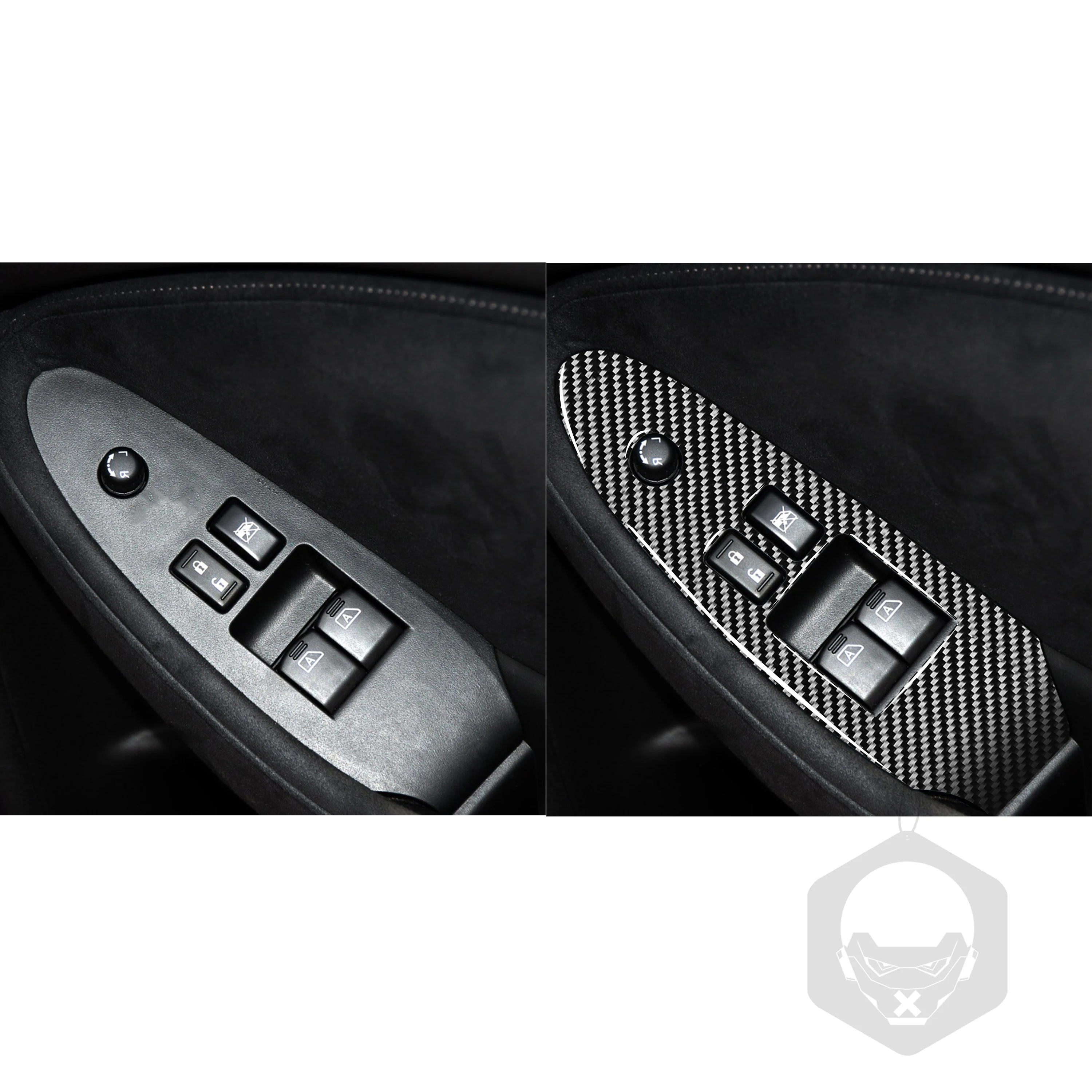 For Nissan 370Z Z34 2009-UP Car Accessories Carbon Fiber Window Lift Control Button Panel Trim Interior Sticker Modification