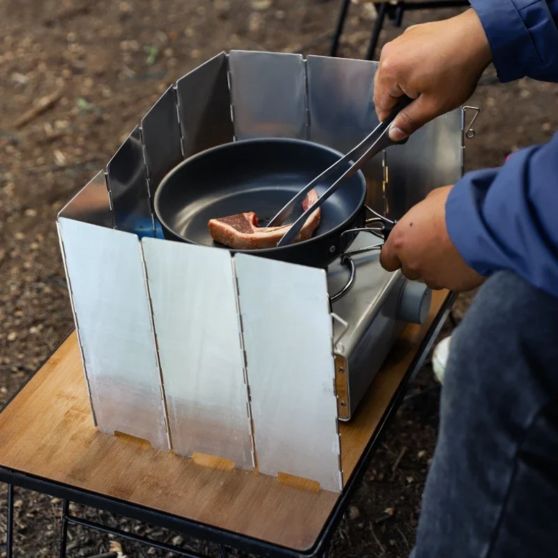 

C2 9/10/12/14/16 Plates Gas Stove Wind Shield Outdoor Camping Picnic Cooking Burner Windproof Screen Aluminum Alloy Wind Screen