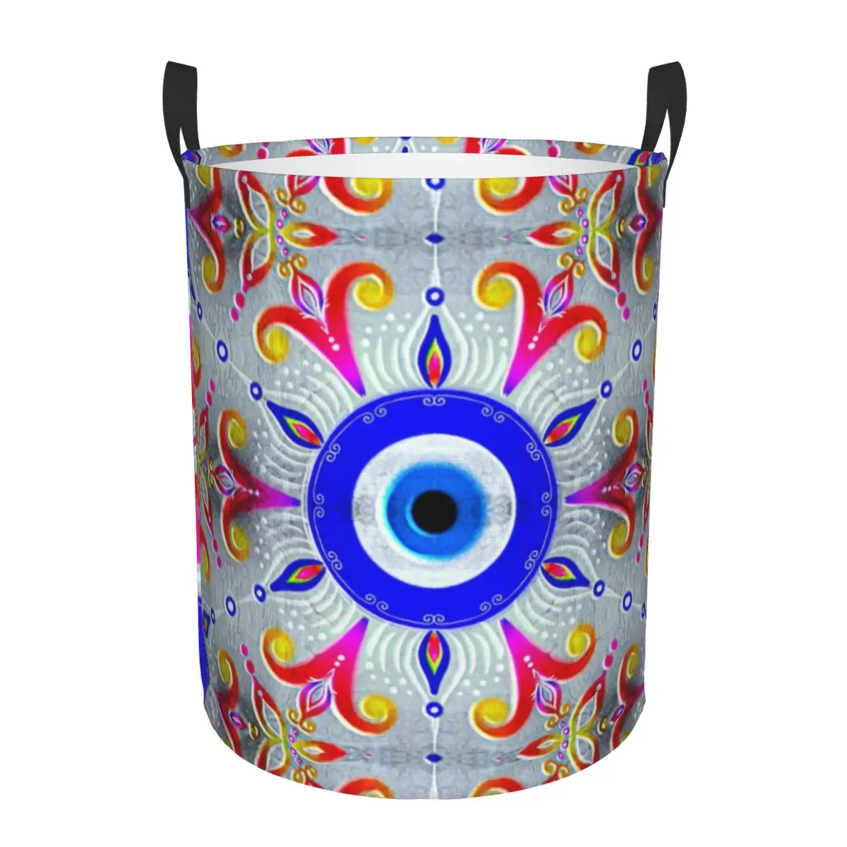 Custom Nazar Boncuk Evil Eye Amulet Laundry Basket Collapsible Turkish Culture Clothes Hamper for Baby Kids Toys Storage Bag