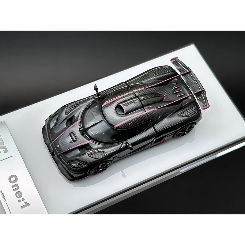 TPC In Stock 1:64 ONE Pink Gold Carbon Fiber Hood Stripe Opened Hood Diecast Car Model Collection Miniature Toys