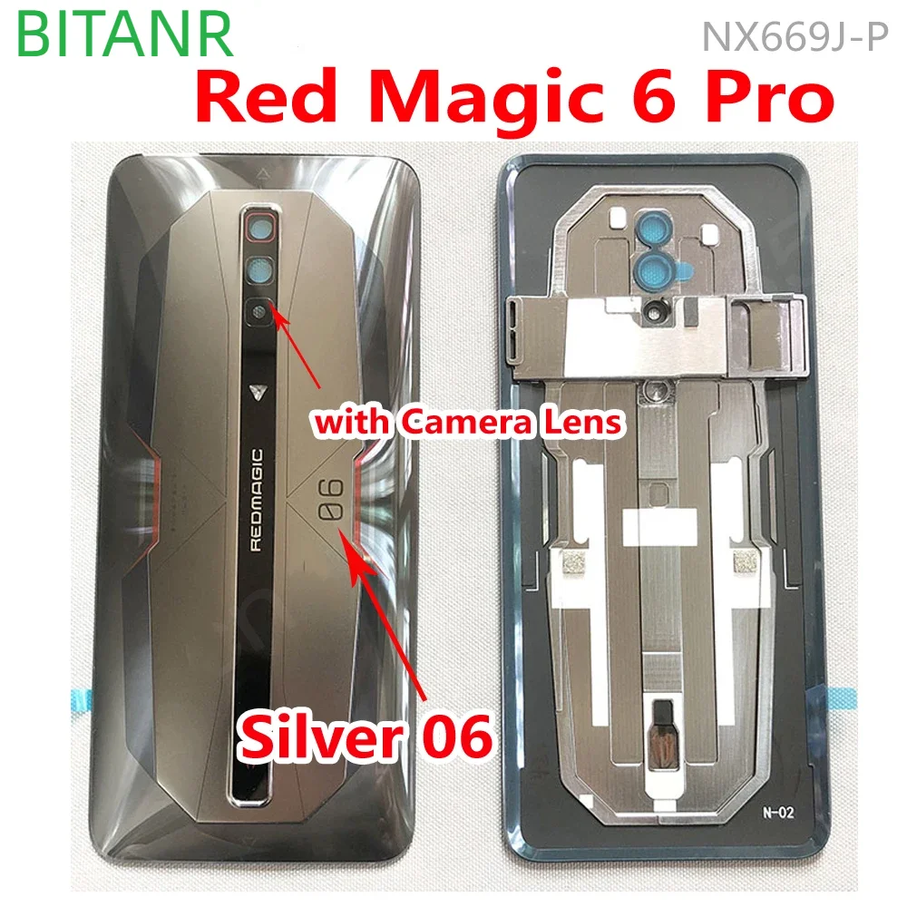 Original Back Battery Cover For ZTE Nubia Red Magic 6 Pro Housing Glass Lid NX669J-P Door Rear Case with Camera Lens 6Pro