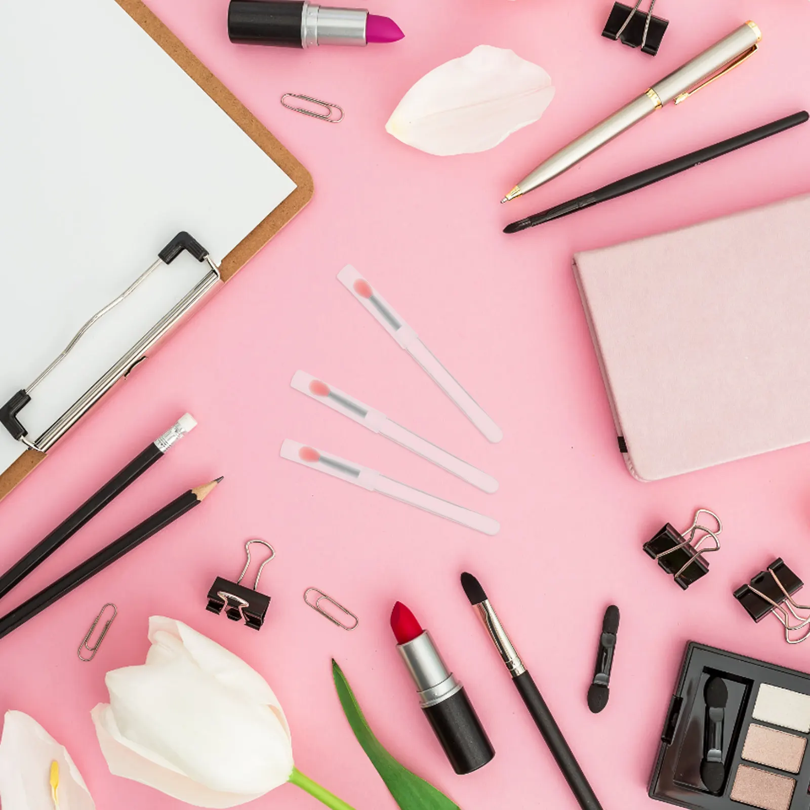 10 stuks lippenborstel applicatorset siliconen make-up tools voor lippenstift lipgloss balsem ronde kop gladde aanbrenging draagbaar met dop