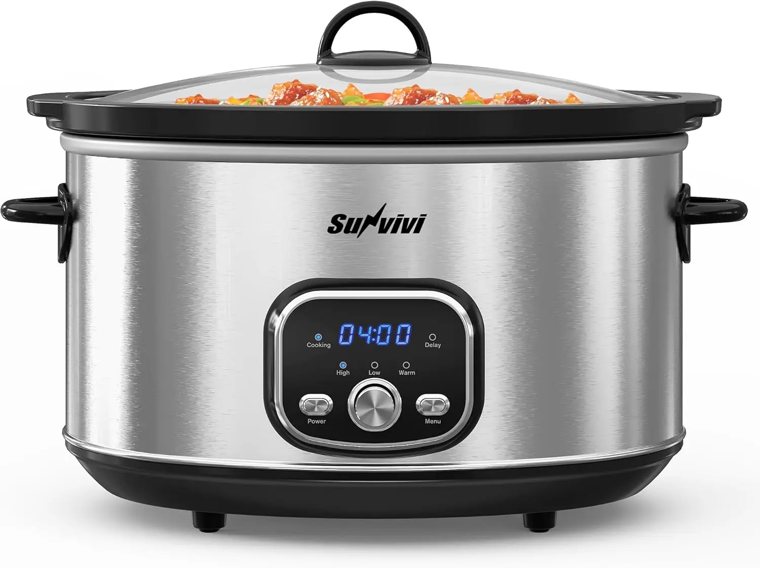 

8.5 QT Programmable Stainless Steel Slow Cooker with Delay Timer, Adjustable Temperature, Dishwasher Safe, Multi-Cooker for