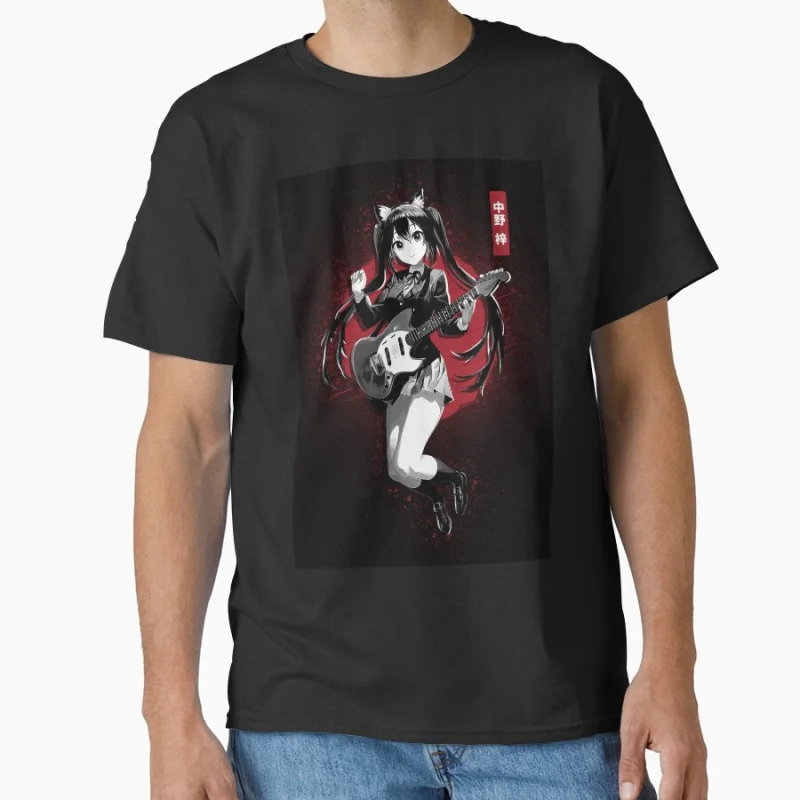 

Asuza Nakano K On 80s vintage Manga cute girls Anime T shirt for men 100% cotton print Large size gift tops S-6XL mens clothing