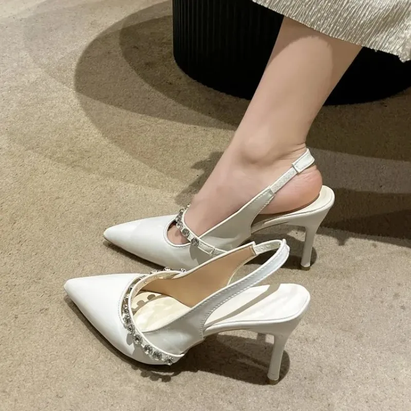 2025 Hot New Women Pumps Sexy Pointed Toe High Heels Wedding Dress Shoes Woman Crystal Stiletto Spring and Summer Sandals