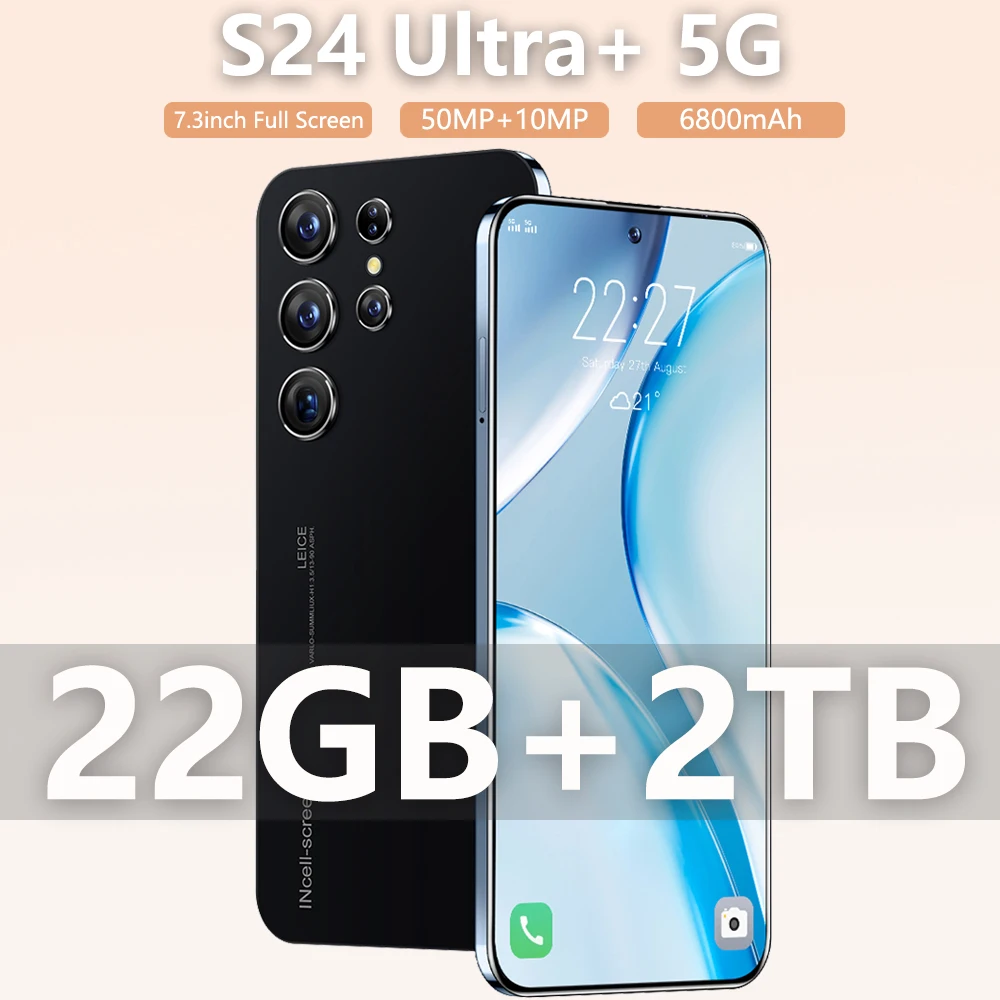 

Global Version 4G 5G Cell New S24 Ultra+ Smart Phone 5G Original Android 7.3 Inch HD Full Screen Face ID 22GB+2TB Mobile Phones