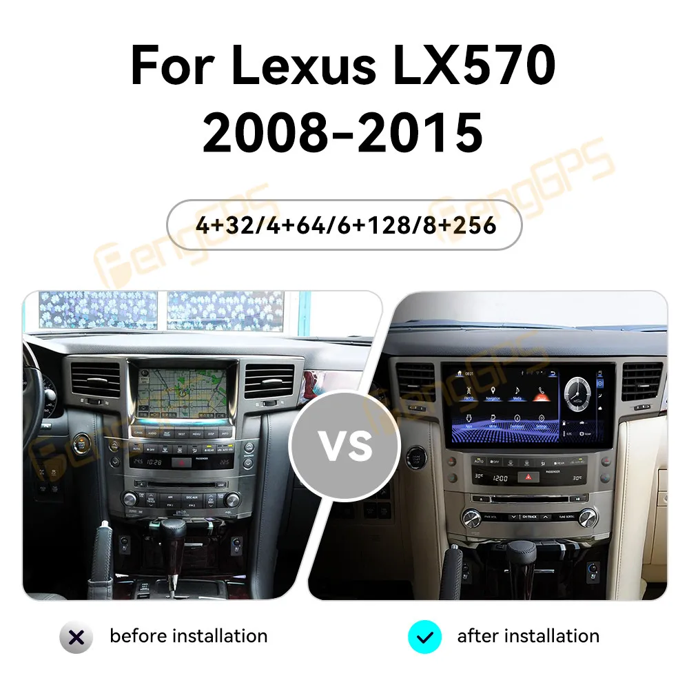 

12,5-дюймовый Android 13 CarPlay автомобильный радиоприемник для Lexus LX570 2008-215 сенсорный экран мультимедийный плеер GPS-навигация стерео головное устройство