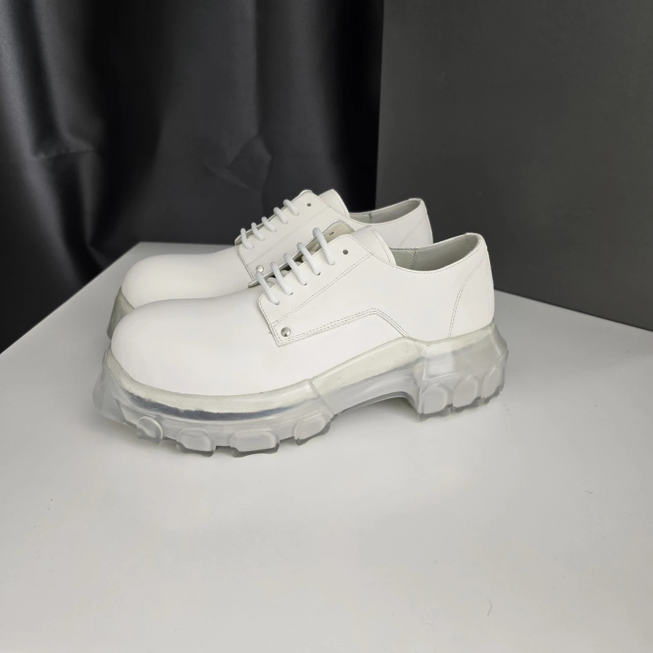 

Men's Derby Shoes Casual Genuine Leather Lace Up Women Flats Platform Luxury Autumn Black Sneakers Walking shoe