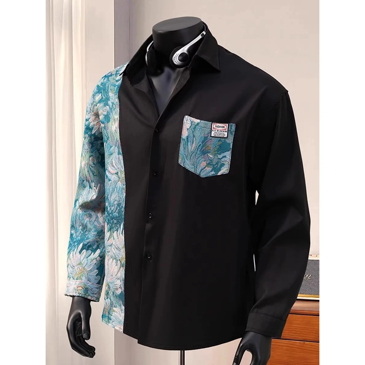 

Extra Large Size 300 Pou Hong Kong Sle Floral irt Faionable Men's Loose Long Sve arp Collar Open Cardigan irt...