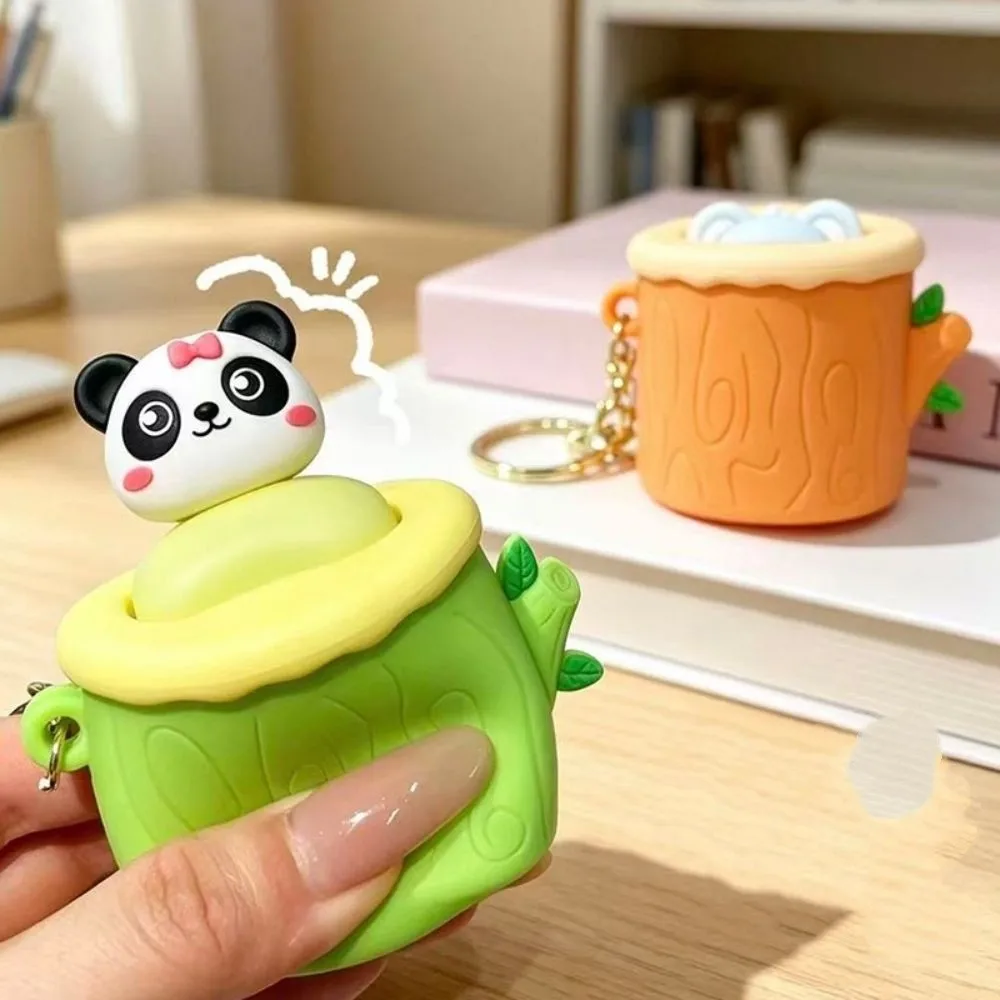Interesting Soft Animal Cup Squeeze Cartoon Rabbit Tree Stump Squeeze Elastic 3D Pinch Keychain Festival