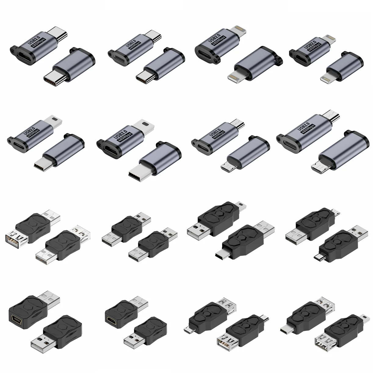 Adaptateur USB type C femelle vers micro mini USB mâle U, connecteur 8 broches, charge rapide, chargeur micro USB pour tablette, ordinateur portable, PC