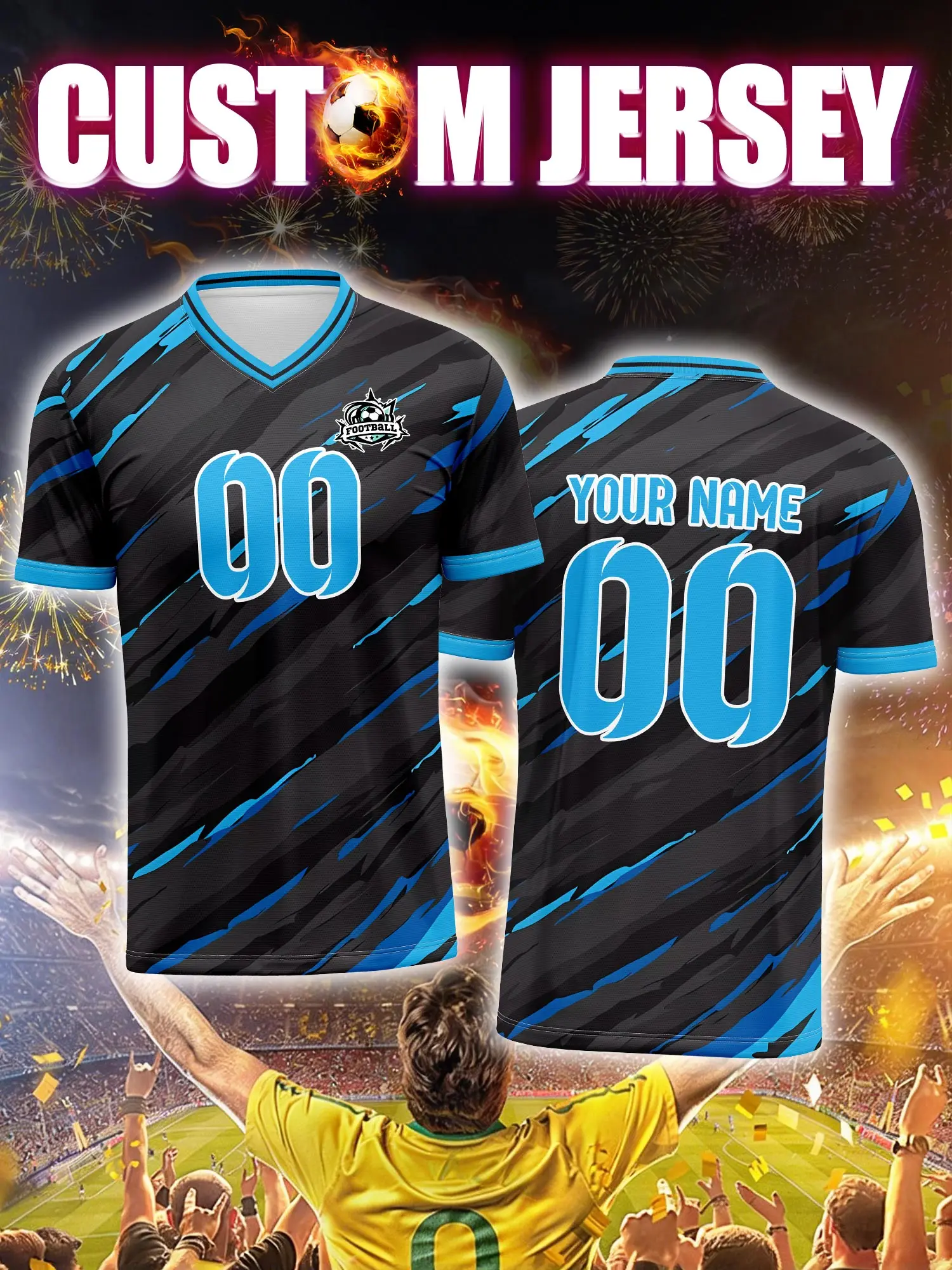 

Спортивная футболка с V-образным вырезом для взрослых и детей, с индивидуальным именем и номером, быстросохнущая, модная, с сублимационной печатью, 2026