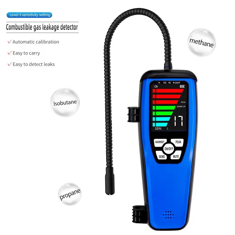 LD-600 pendeteksi Gas kebocoran profesional, pendeteksi Gas kebocoran suara + Alarm lampu tampilan layar Lcd