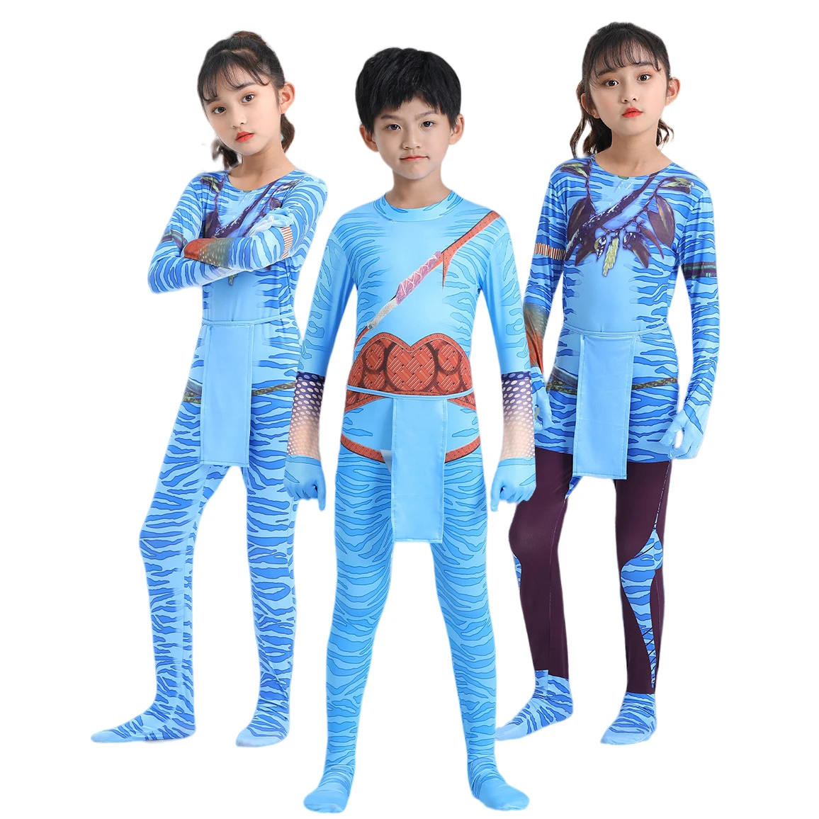 Avatar Cosplay Costume Kids Boys Girl Bobysuit Jumpsuit Alien The Way of Water Tight Disguise Halloween Party Suit