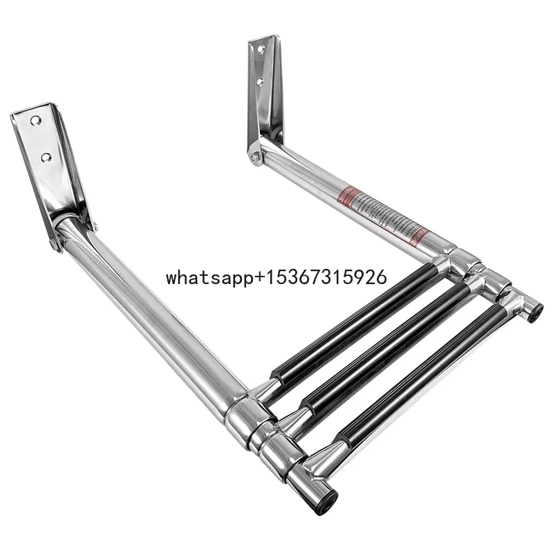 3 Step Telescoping Adjustable Stainless Steel Boat Ladder Swim Deck Ladder for Marine Yacht and Pool