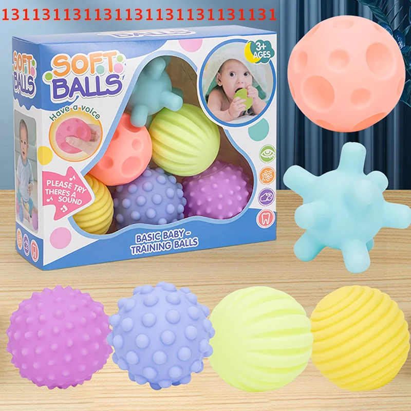 Early Learning Baby Toy Set; 6 pieces included; Sensory Balls and Soft Massage Ball; Rattle and Bath Toys