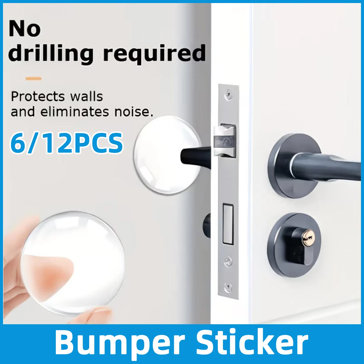 6/12PCS Anti Collision Sticker Shock Absorber Door Stop Wall Protection Sticker Non Perforated Self-Adhesive Protective Pad