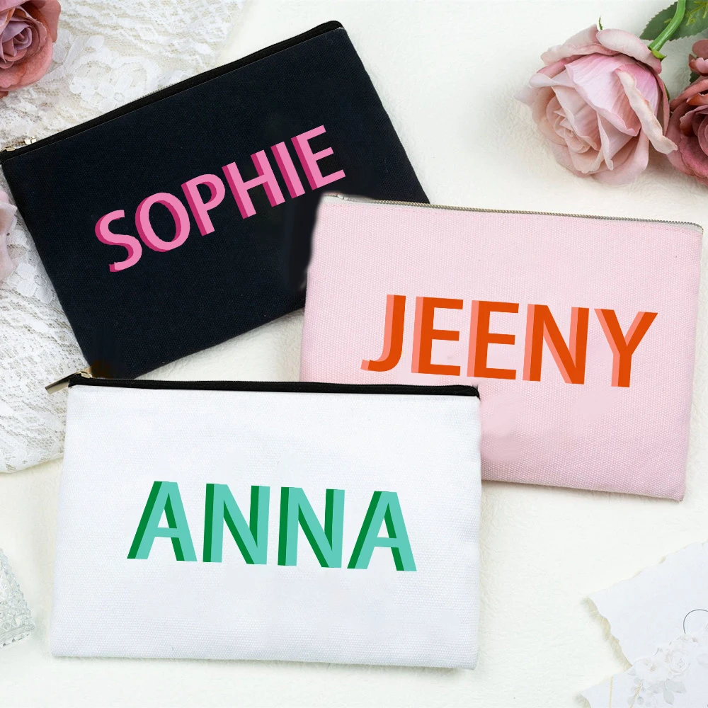 Personlized Shadow Monogram Makeup Bag Custom Name Cosmetic Bags  Women Toiletries Organizer Pouch Student Pencil Case Best Gift