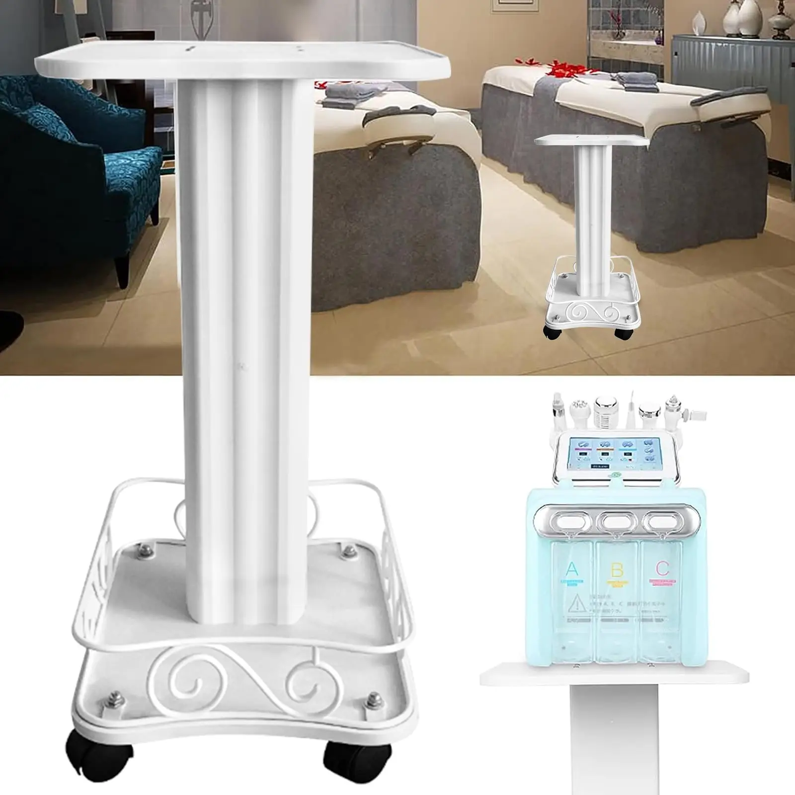 عربة ترولي تجميلية بعجلات 3 طبقات عربة التجميل المتداول عربة عربة صالون مع عجلات، تحميل 135 رطل 27.2 بوصة × 14.6 بوصة × 13.8 بوصة