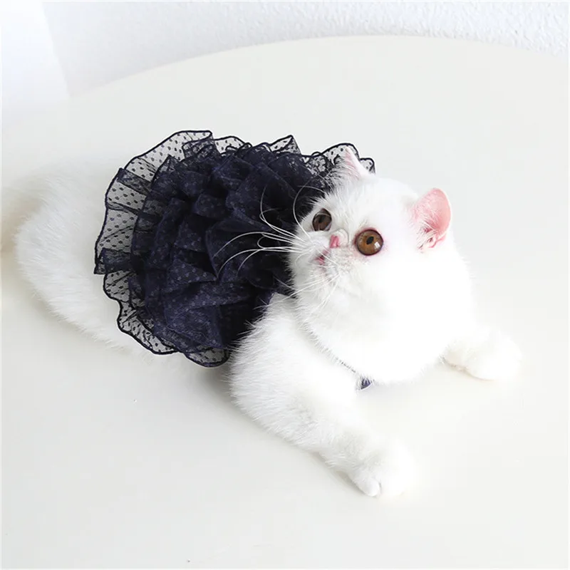 Hanpanda 2024 Spring&Summer Cat Lace Gypsophila Wedding Dress Sweet Pet Dress Cat Clothes Party Birthday Clothes for Female Cats