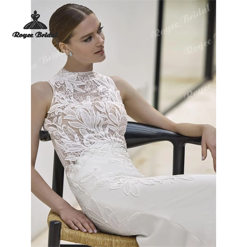 

Elegant Halter Mermaid Wedding Dresses 2026 Flowers Lace Appliques Plus Size Bridal Gown Customized vestido de novia