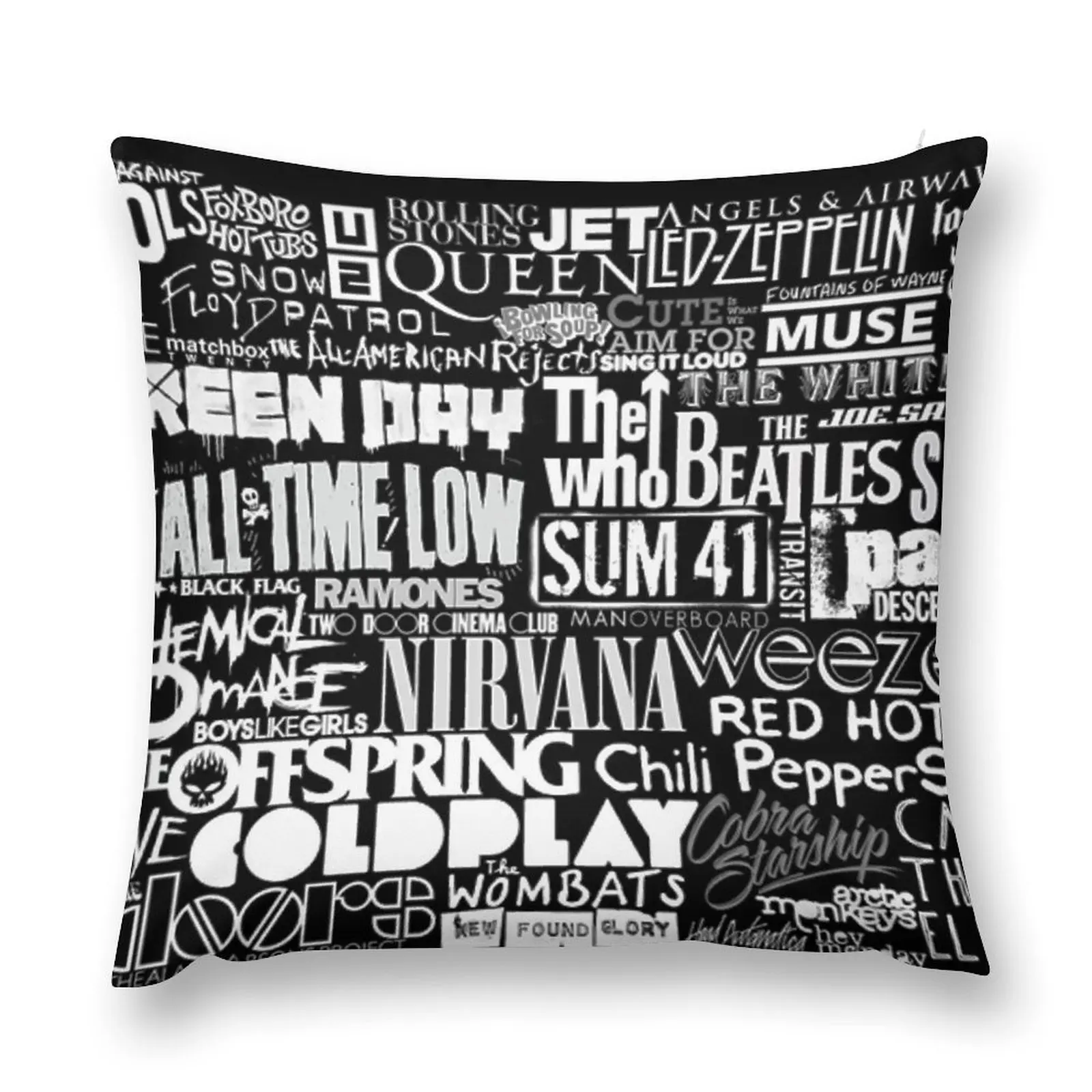 

Band Name Collage Throw Pillow Decorative pillowcase Room decorating items pillow