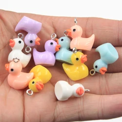 10pcs 3D Yellow Multicolour Duck Resin Charms Cute Animal Pendant For Jewelry Making Diy Earrings Keychain Craft Accessories
