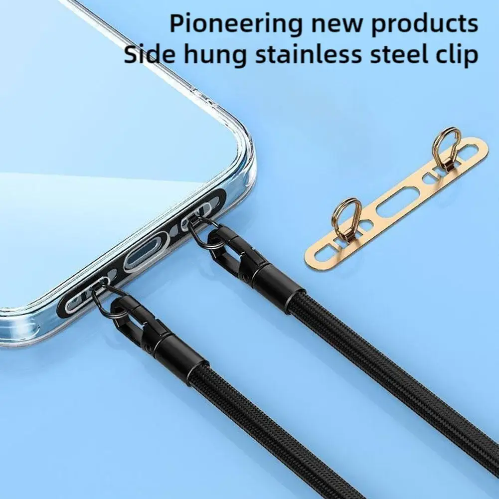 金属超薄型 0.4 ミリメートル携帯電話ストラップガスケット固定紛失防止バックルぶら下げピースダブルロープぶら下げ中空側 S2J2