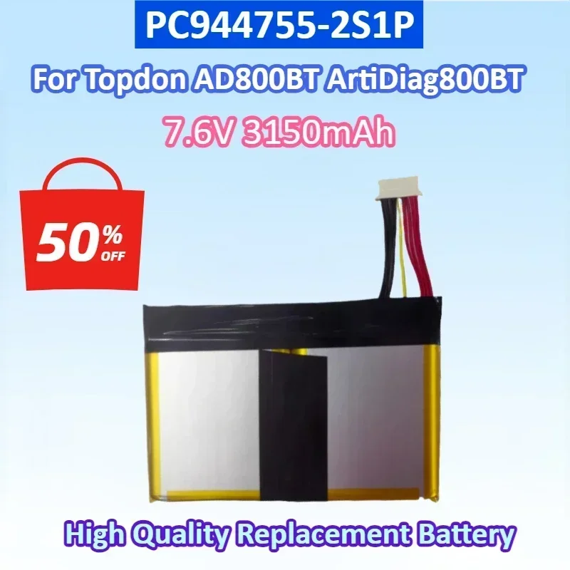 

NEW PC944755-2S1P 7.6V 3150mAh For Topdon AD800BT ArtiDiag800BT Replacement Power Tool Battery