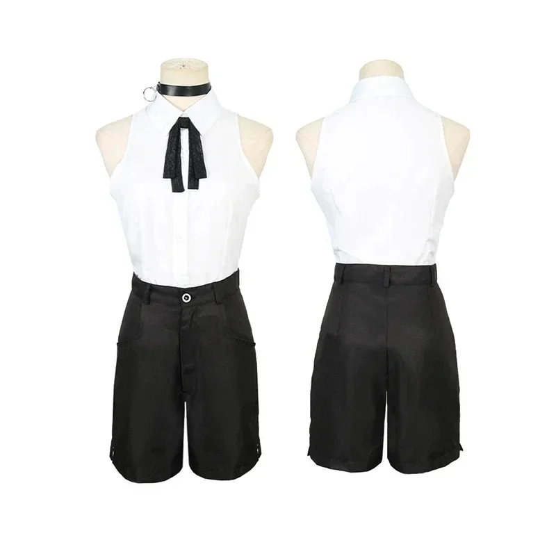 أنيمي بالمنشار رجل Reze تأثيري بالمنشار امرأة تأثيري حلي قميص وتتسابق التعادل قصيرة الرقبة Reze شعر مستعار ملابس الهالوين