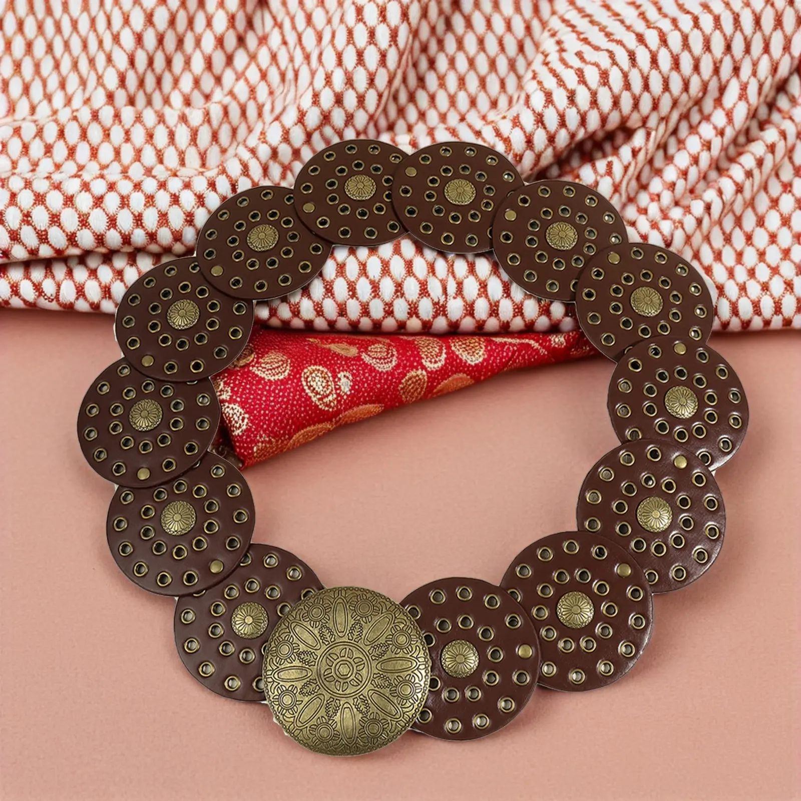 Women's Retro Waist Belt Exaggerated Disc Design Dress Waist Belt for Cosplay Party Beach Fashionable Body Jewelry