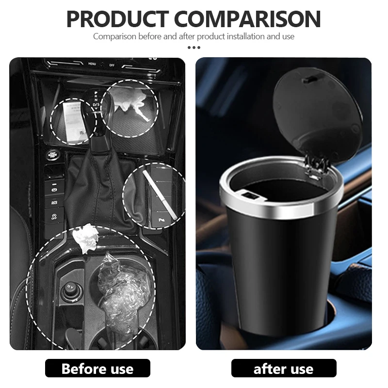 Car Trash Can Mini Waterproof Storage Cup Holder Garbage Bin Lid Accessories For Ebro S400 S700 S800 Jaecoo J7 J8 Omoda 5 C5 view 3