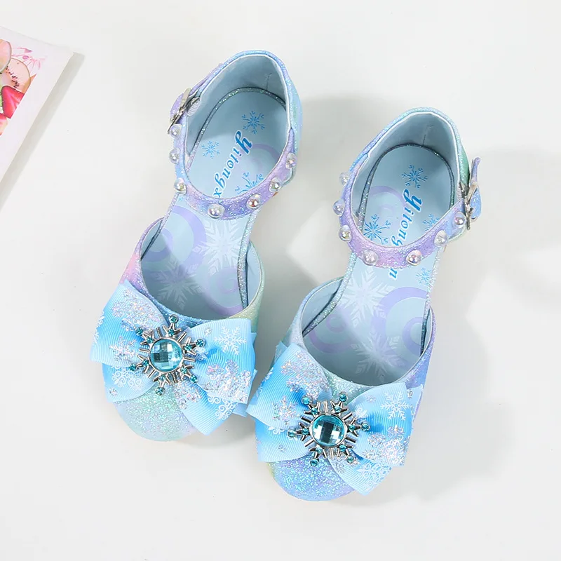 Chaussures en cuir pour enfants, Pluple rose bleu princesse, talons hauts, robe pour enfants, spectacle d'étudiant, sandales de danse, chaussures Mary Jane pour petites filles