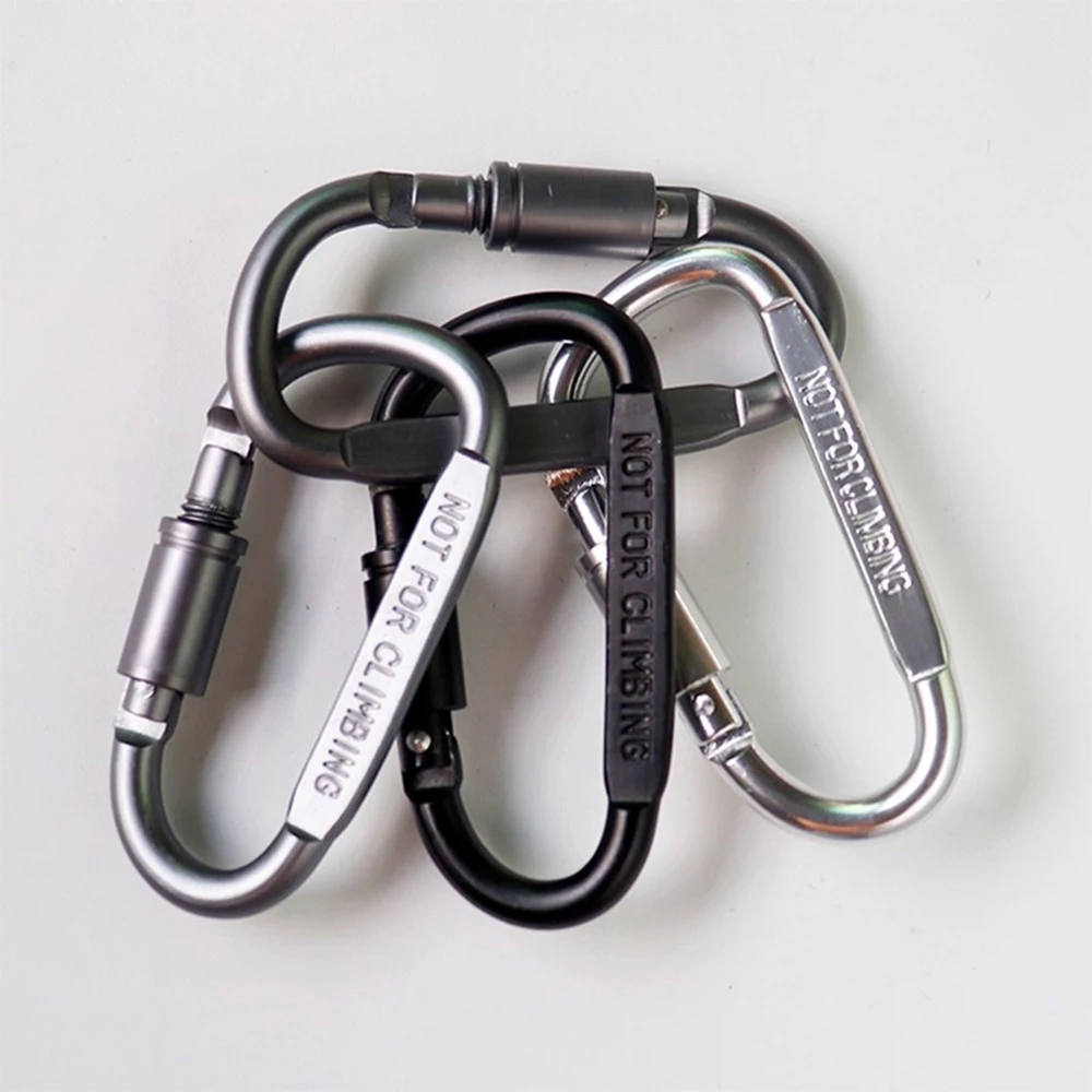 Llavero con mosquetón de bloqueo con anillos en D, Clip con llaveros, ganchos de enlace de resorte para senderismo al aire libre, llaveros para acampar, no para escalar