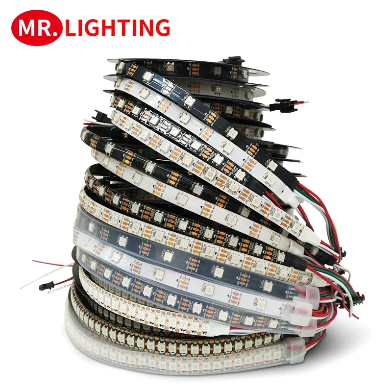 

Светодиодная лента WS2812B RGB IC, индивидуальное управление, WS2812 30 60 74 96 144 светодиодов, стандарт освещения, 5 в постоянного тока, IP30/65/67