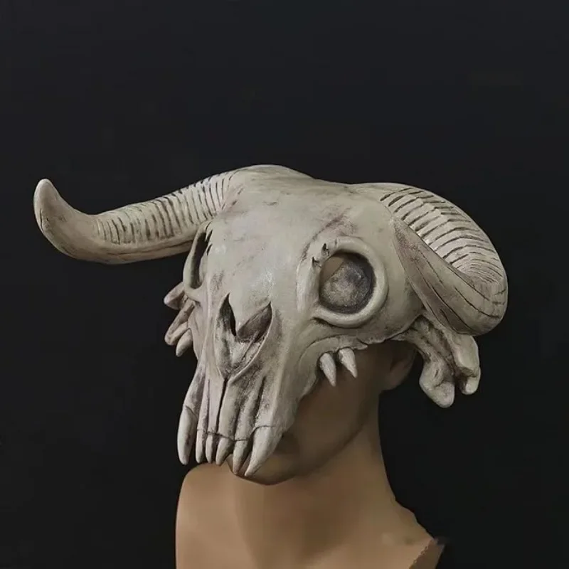 Máscara de cuerno de Animal con cabeza de vaca aterradora, diadema de látex de terror para Halloween, vestido elegante de carnaval, fiesta de disfraces, disfraz de Cosplay Prop