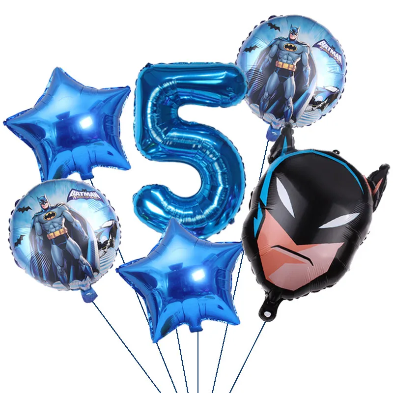 6 sztuk DC Superhero foliowa zestaw balonów urodzinowych 32 \'\'numer Batman dekoracje dla dzieci balon Baby Boy materiały na przyjęcie urodzinowe