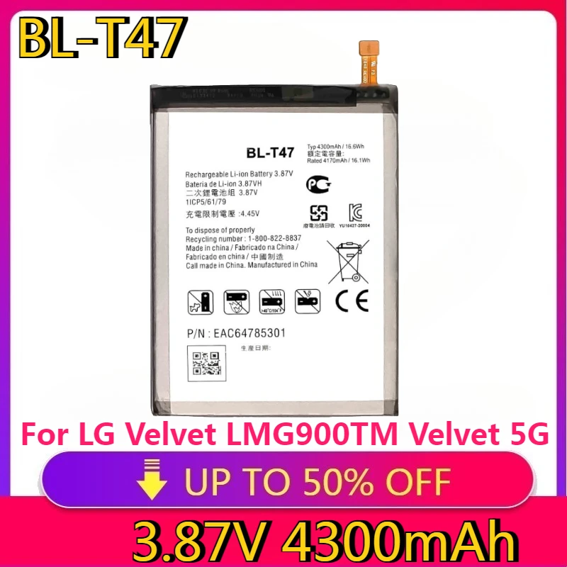 

Новый высококачественный сменный аккумулятор BL-T47 4300 мАч для LG Velvet LMG900TM Velvet 5G BL T47 G9, аккумуляторы для мобильных телефонов