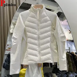 Abrigos ligeros de algodón de plumón de pato para mujer, Tops ajustados, abrigos de chándal cálidos, Chaqueta básica informal, Chaqueta elegante coreana