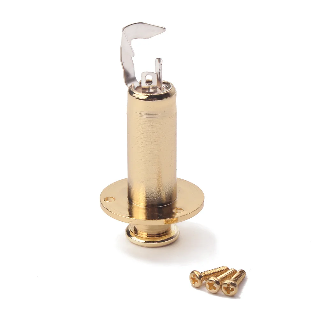 

1 6.35mm Gold Guitar Stereo Jack Cylinder Flush Mount Output Endpin Jack Socket Strap Button Replacement Acoustic Folk Guitar