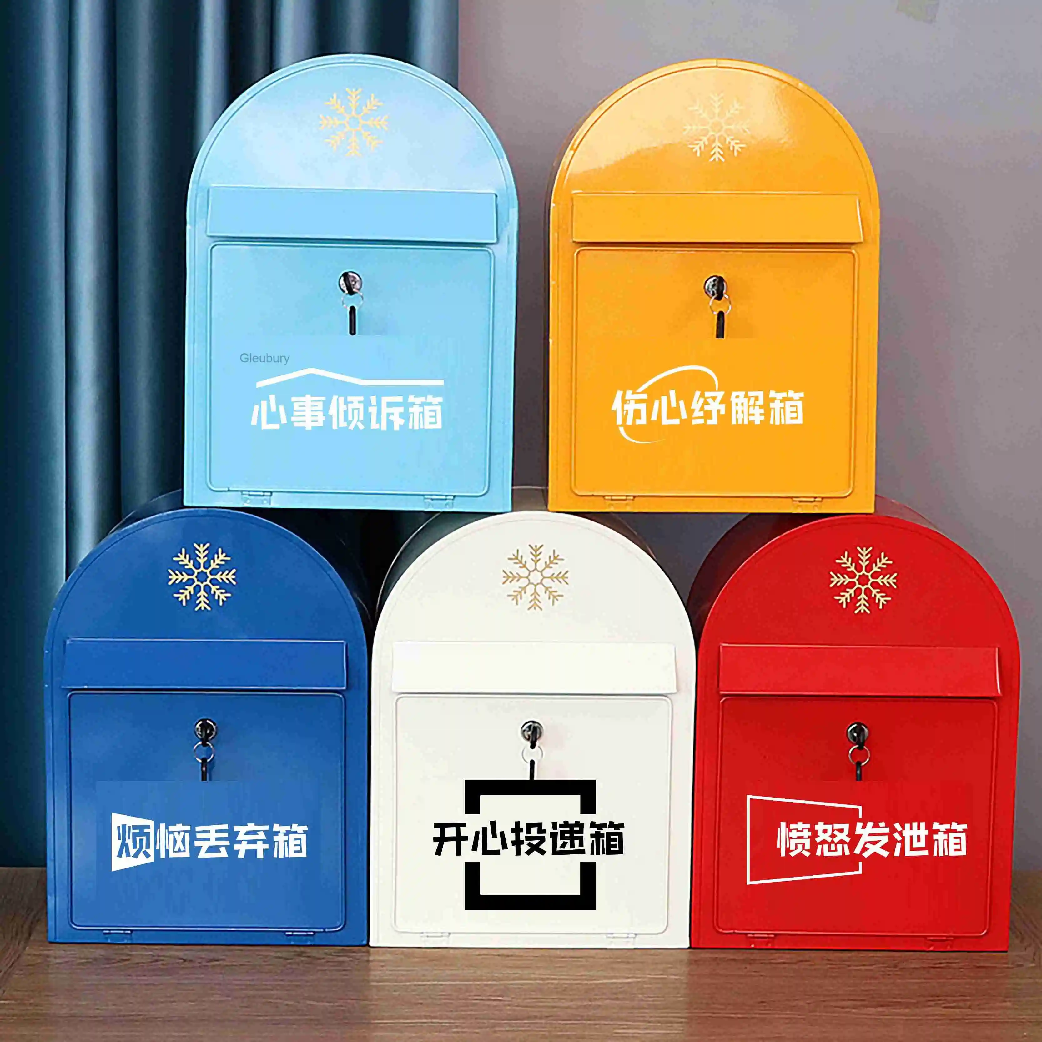 Mailbox European-style wrought iron internet celebrity prop floor-standing ornament vertical mailbox letterbox suggestion box