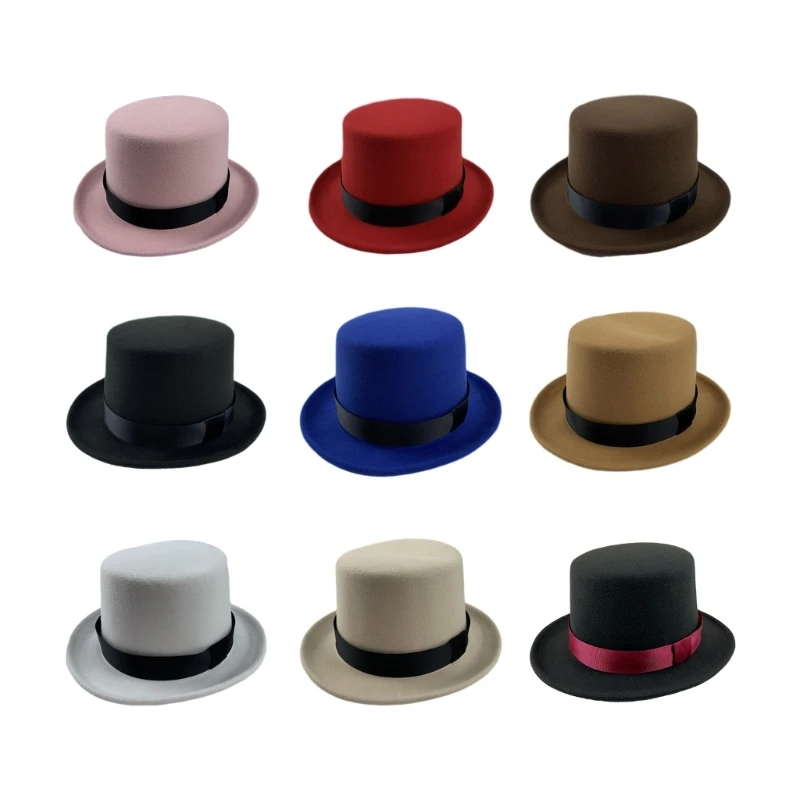 Solid Color Hat Carnivals Magician Hat Gentleman Hat Party Costume Accessories Size Suit Most Adult Teens