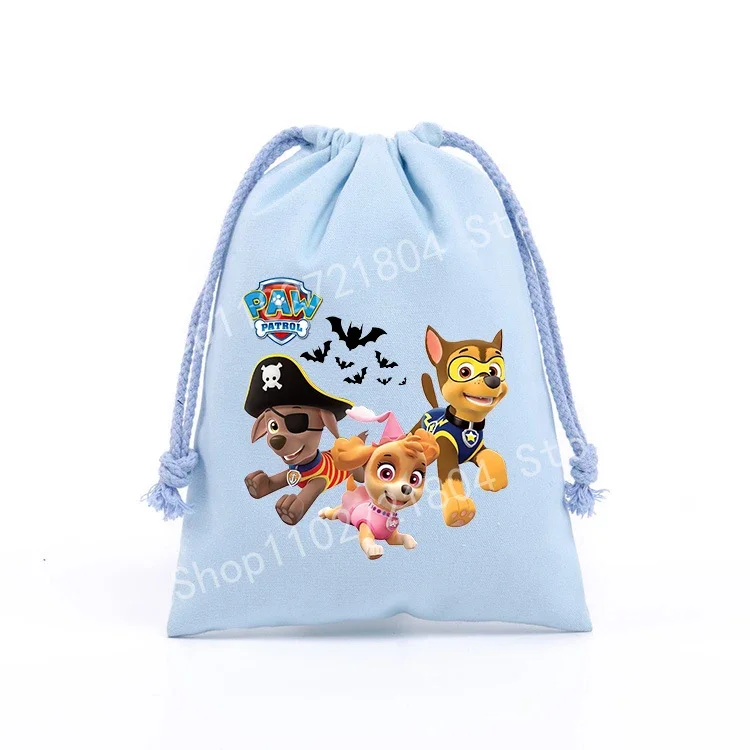 PAW Patrol Halloween Canvas Cartoon Drawstring Bag Printed Makeup Ball Props Prank Toy Package Anime Peripherals Kawaii Pocket